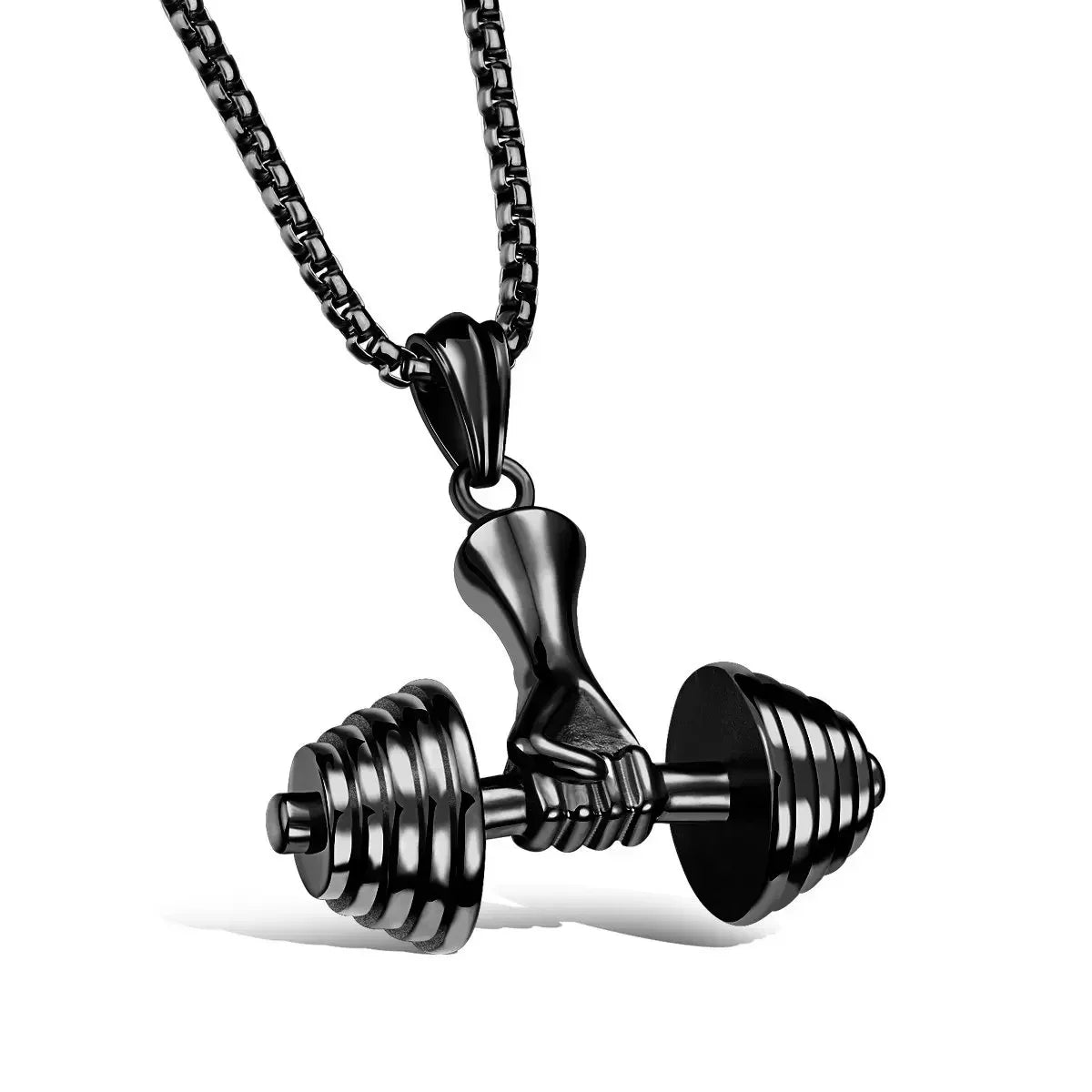 Stainless Steel Barbell Dumbbell Pendant Men'S Fitness Bodybuilding Necklace Women'S Gym Casual Sports Jewelry