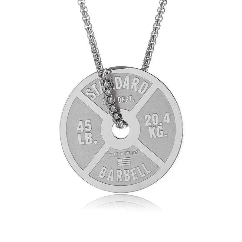 Stainless Steel Barbell Dumbbell Pendant Men'S Fitness Bodybuilding Necklace Women'S Gym Casual Sports Jewelry