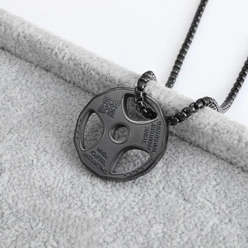 Stainless Steel Barbell Dumbbell Pendant Men'S Fitness Bodybuilding Necklace Women'S Gym Casual Sports Jewelry