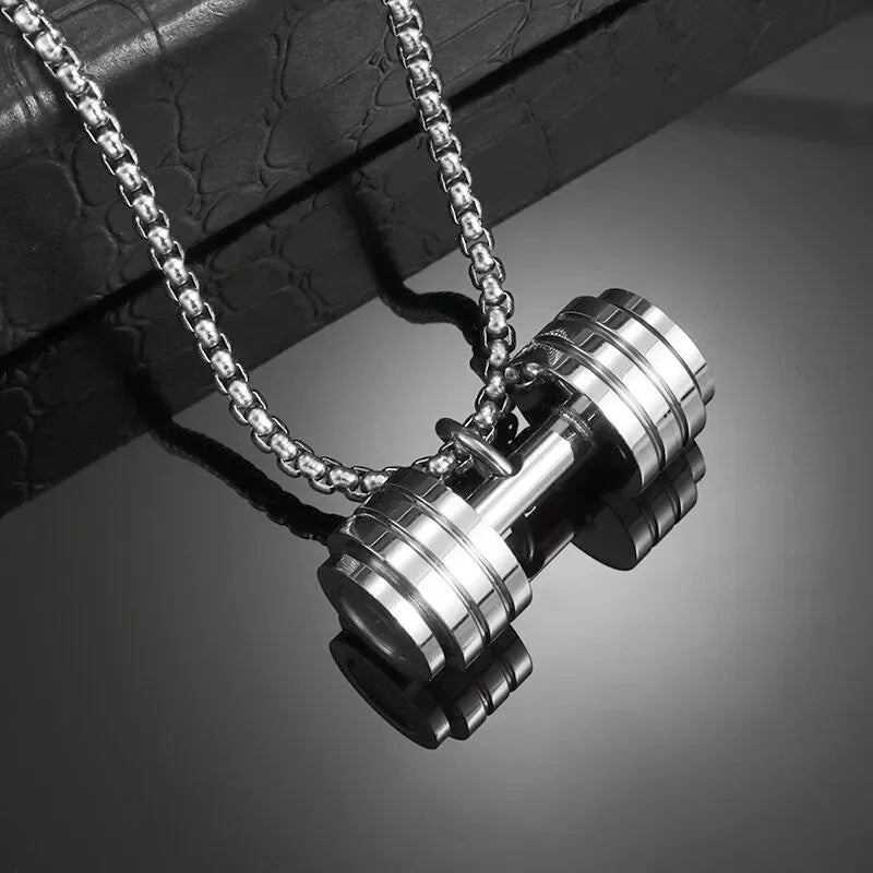 Stainless Steel Barbell Dumbbell Pendant Men'S Fitness Bodybuilding Necklace Women'S Gym Casual Sports Jewelry