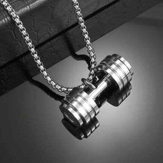 Stainless Steel Barbell Dumbbell Pendant Men'S Fitness Bodybuilding Necklace Women'S Gym Casual Sports Jewelry