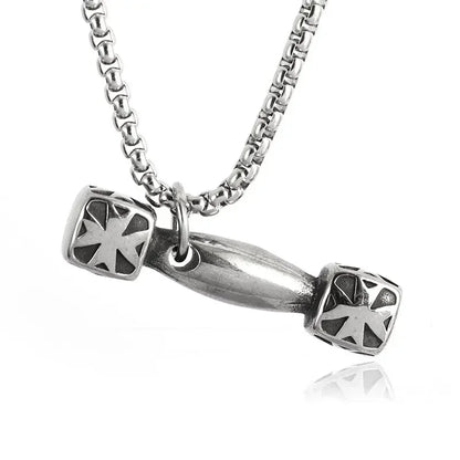 Stainless Steel Barbell Dumbbell Pendant Men'S Fitness Bodybuilding Necklace Women'S Gym Casual Sports Jewelry
