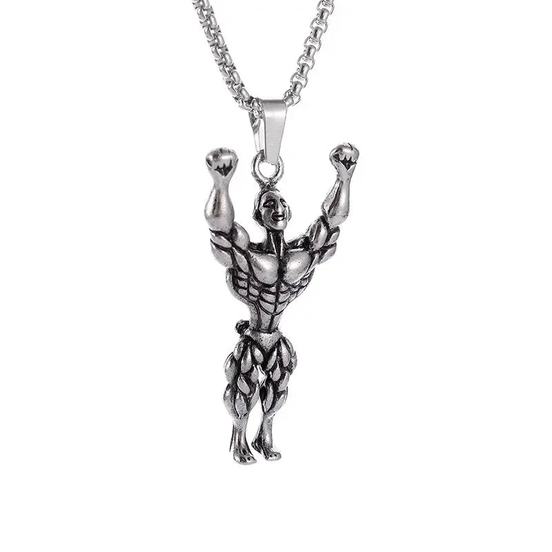 Stainless Steel Barbell Dumbbell Pendant Men'S Fitness Bodybuilding Necklace Women'S Gym Casual Sports Jewelry