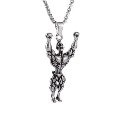 Stainless Steel Barbell Dumbbell Pendant Men'S Fitness Bodybuilding Necklace Women'S Gym Casual Sports Jewelry