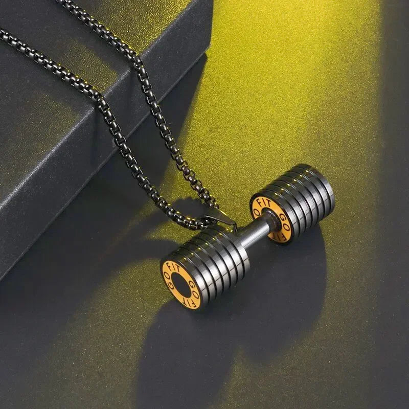 Stainless Steel Barbell Dumbbell Pendant Men'S Fitness Bodybuilding Necklace Women'S Gym Casual Sports Jewelry