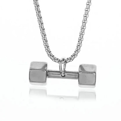 Stainless Steel Barbell Dumbbell Pendant Men'S Fitness Bodybuilding Necklace Women'S Gym Casual Sports Jewelry