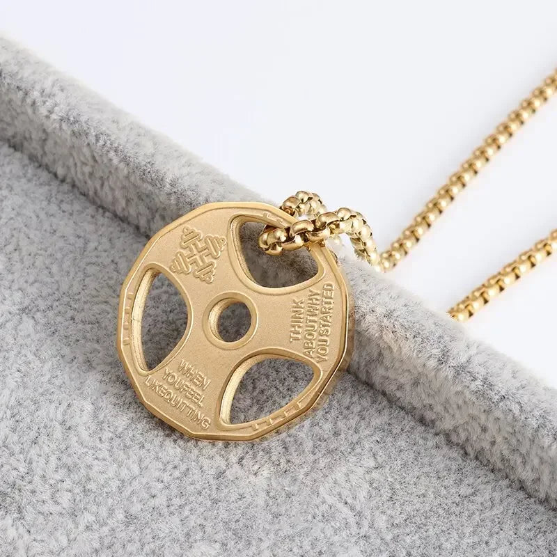 Stainless Steel Barbell Dumbbell Pendant Men'S Fitness Bodybuilding Necklace Women'S Gym Casual Sports Jewelry