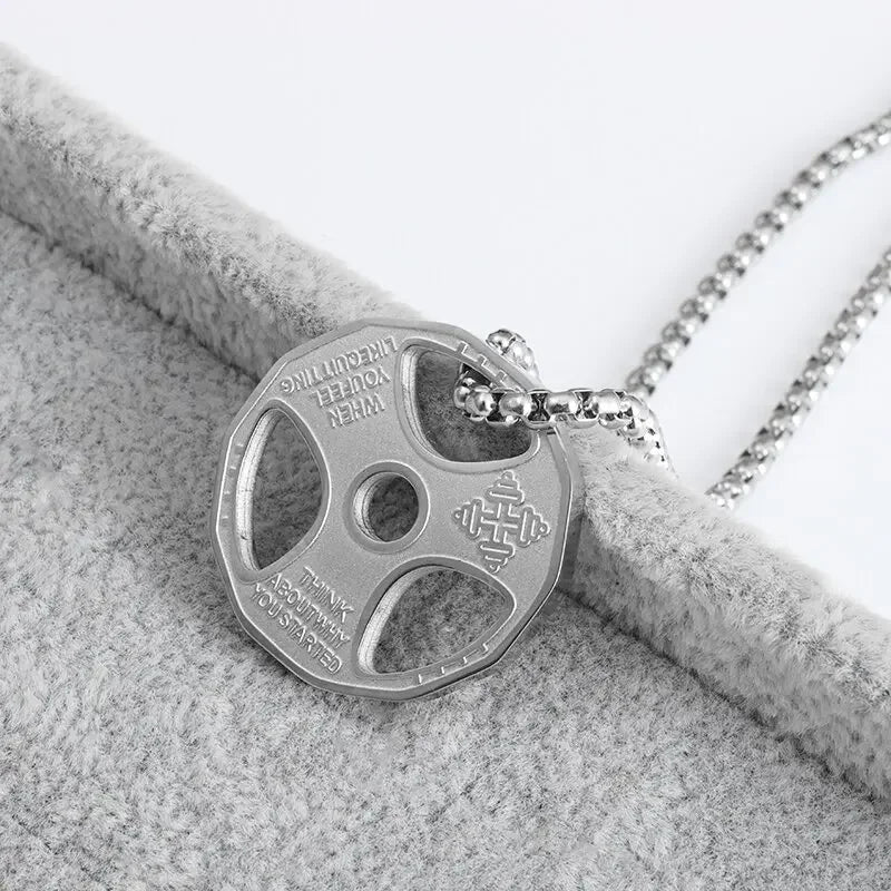 Stainless Steel Barbell Dumbbell Pendant Men'S Fitness Bodybuilding Necklace Women'S Gym Casual Sports Jewelry