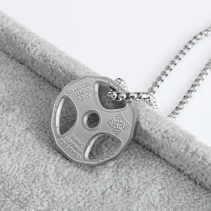 Stainless Steel Barbell Dumbbell Pendant Men'S Fitness Bodybuilding Necklace Women'S Gym Casual Sports Jewelry