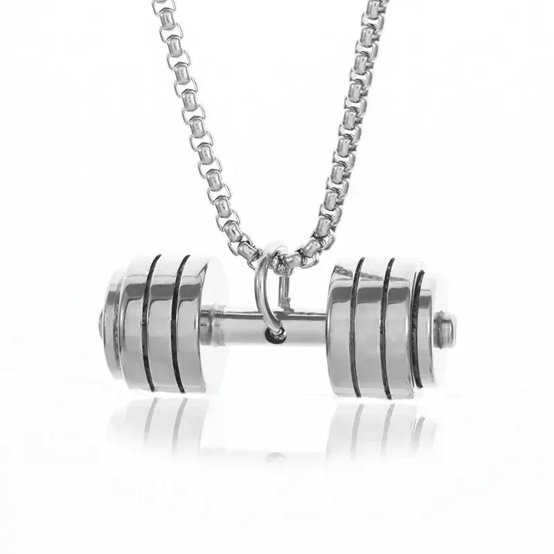 Stainless Steel Barbell Dumbbell Pendant Men'S Fitness Bodybuilding Necklace Women'S Gym Casual Sports Jewelry