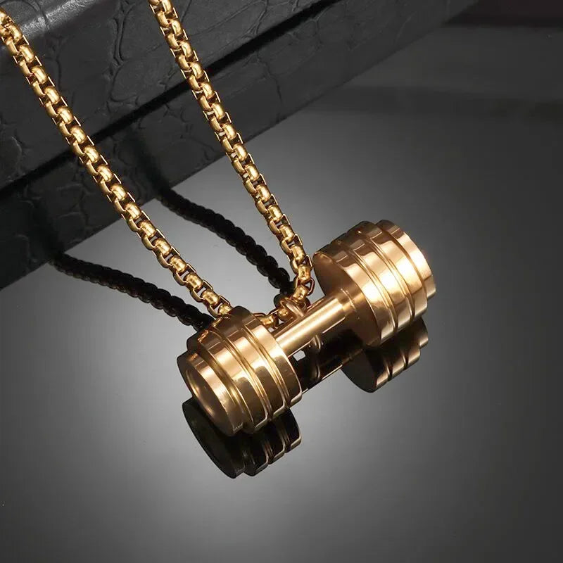 Stainless Steel Barbell Dumbbell Pendant Men'S Fitness Bodybuilding Necklace Women'S Gym Casual Sports Jewelry