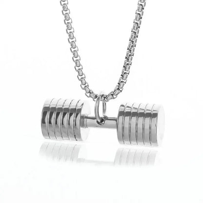 Stainless Steel Barbell Dumbbell Pendant Men'S Fitness Bodybuilding Necklace Women'S Gym Casual Sports Jewelry
