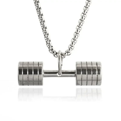 Stainless Steel Barbell Dumbbell Pendant Men'S Fitness Bodybuilding Necklace Women'S Gym Casual Sports Jewelry