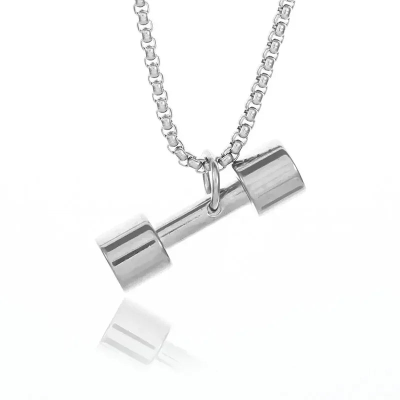 Stainless Steel Barbell Dumbbell Pendant Men'S Fitness Bodybuilding Necklace Women'S Gym Casual Sports Jewelry